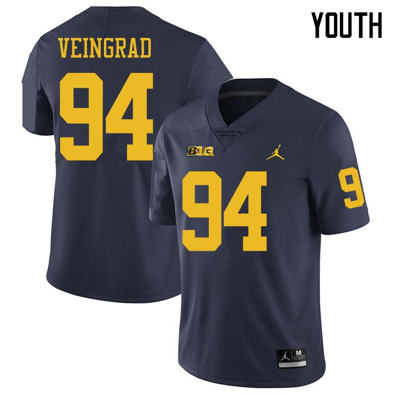 Jordan Brand Youth #94 Ryan Veingrad Michigan Wolverines College Football Jerseys Sale-Navy